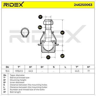 Ball Joint RIDEX 2462S0063 2462S0063 - photo 6