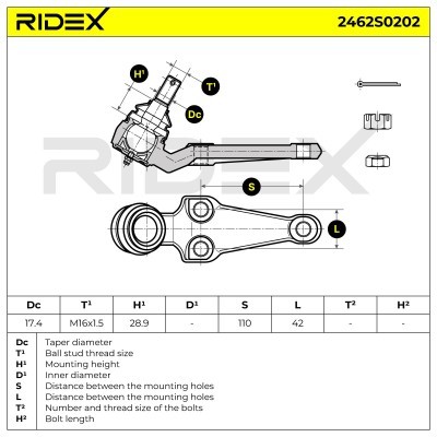 Ball Joint RIDEX 2462S0202 2462S0202 - photo 6