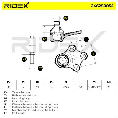 Ball Joint RIDEX 2462S0055 2462S0055 - photo 5