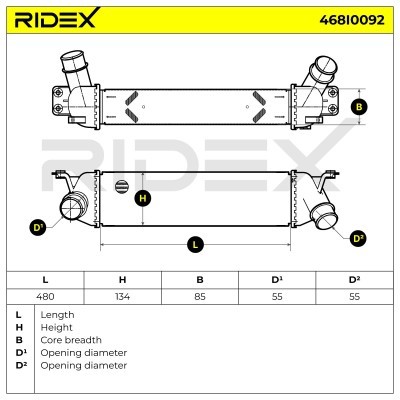 Intercooler, Charger RIDEX 468I0092 468I0092 - photo 5