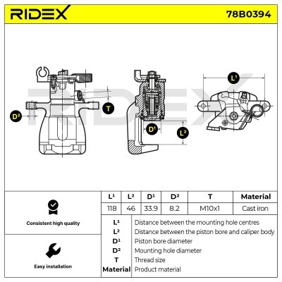 Brake Caliper RIDEX 78B0394 78B0394 - photo 2