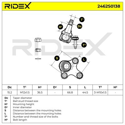 Ball Joint RIDEX 2462S0138 2462S0138 - photo 7