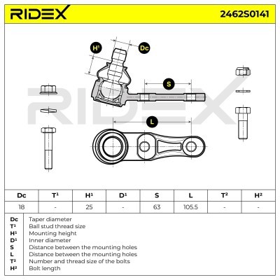 Ball Joint RIDEX 2462S0141 2462S0141 - photo 6