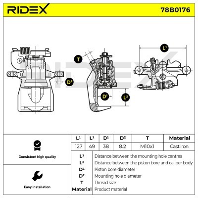 Brake Caliper RIDEX 78B0176 78B0176 - photo 4