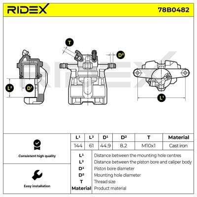 Brake Caliper RIDEX 78B0482 78B0482 - photo 5