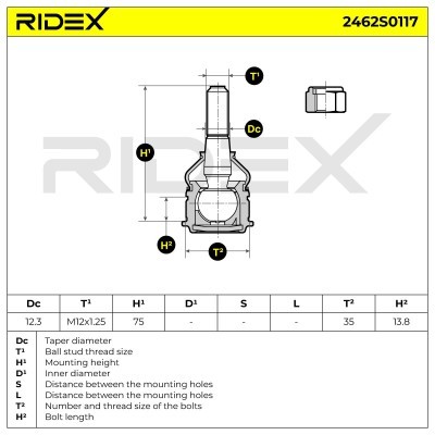 Ball Joint RIDEX 2462S0117 2462S0117 - photo 3