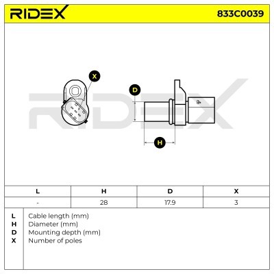 Crankshaft Pulse Sensor RIDEX 833C0039 833C0039 - photo 4
