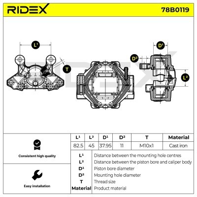 Brake Caliper RIDEX 78B0119 78B0119 - photo 8