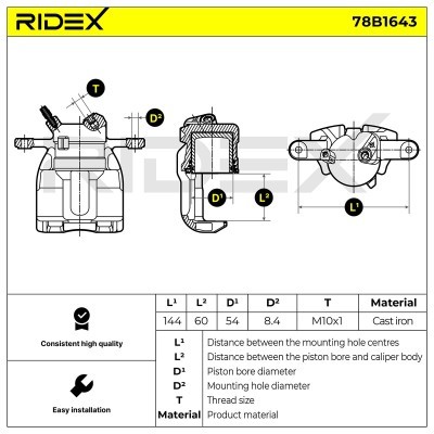 Brake Caliper RIDEX 78B1643 78B1643 - photo 3