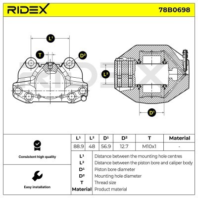 Brake Caliper RIDEX 78B0698 78B0698 - photo 6