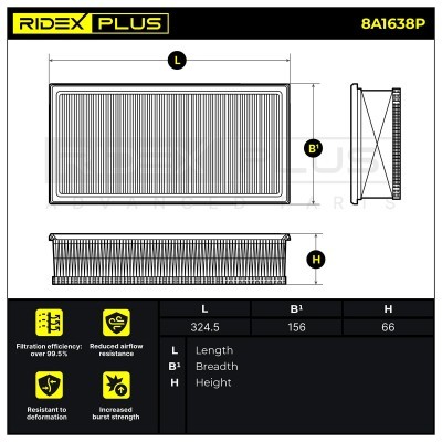 Air Filter RIDEX 8A1638P 8A1638P - photo 7