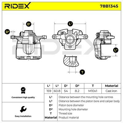 Brake Caliper RIDEX 78B1345 78B1345 - photo 6