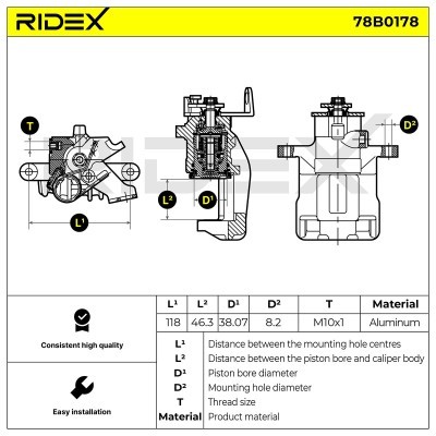 Brake Caliper RIDEX 78B0178 78B0178 - photo 5