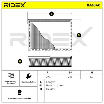 Air Filter RIDEX 8A1640 8A1640 - photo 6