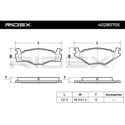 Brake Pads Set RIDEX 402B0705 402B0705 - photo 8