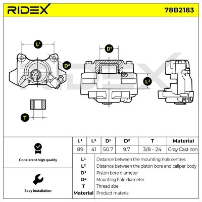 Brake Caliper RIDEX 78B2183 78B2183 - photo 6