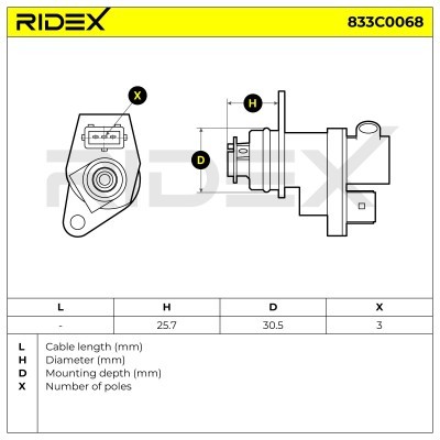 Crankshaft Pulse Sensor RIDEX 833C0068 833C0068 - photo 3