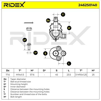 Ball Joint RIDEX 2462S0140 2462S0140 - photo 7