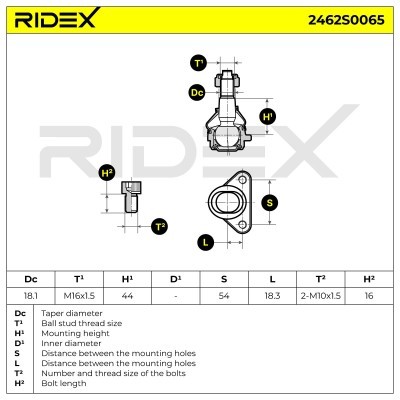 Ball Joint RIDEX 2462S0065 2462S0065 - photo 5