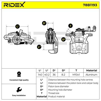 Brake Caliper RIDEX 78B1193 78B1193 - photo 2
