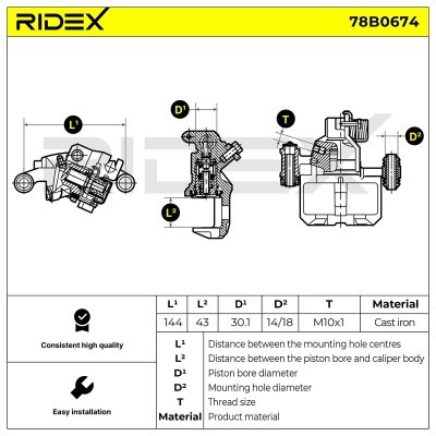 Brake Caliper RIDEX 78B0674 78B0674 - photo 6