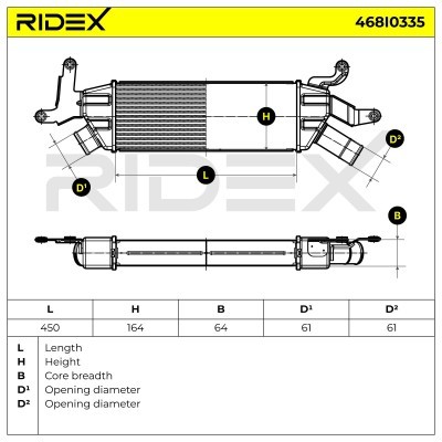 Intercooler, Charger RIDEX 468I0335 468I0335 - photo 5