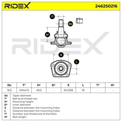 Ball Joint RIDEX 2462S0216 2462S0216 - photo 5