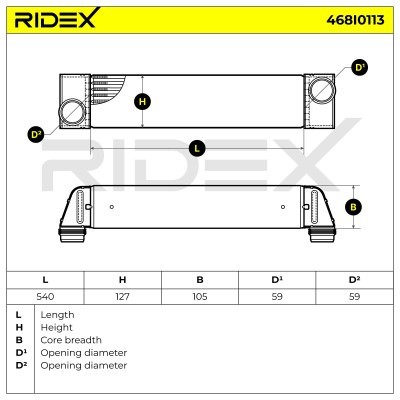 Intercooler, Charger RIDEX 468I0113 468I0113 - photo 7