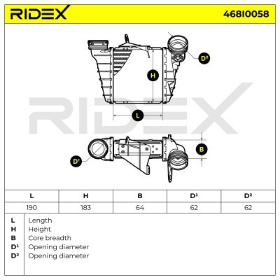 Intercooler, Charger RIDEX 468I0058 468I0058 - photo 7