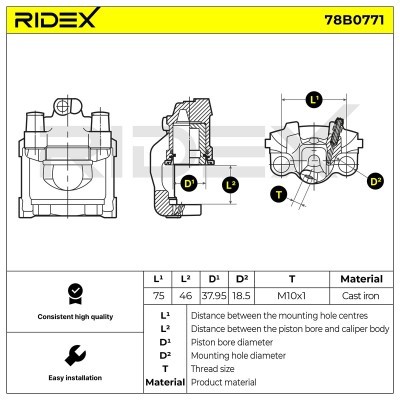 Brake Caliper RIDEX 78B0771 78B0771 - photo 5