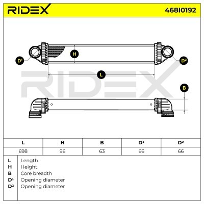 Intercooler, Charger RIDEX 468I0192 468I0192 - photo 6