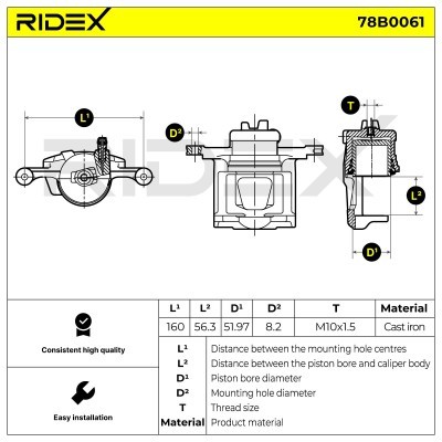 Brake Caliper RIDEX 78B0061 78B0061 - photo 3
