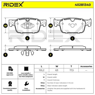 Brake Pads Set RIDEX 402B1340 402B1340 - photo 6