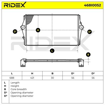 Intercooler, Charger RIDEX 468I0052 468I0052 - photo 6