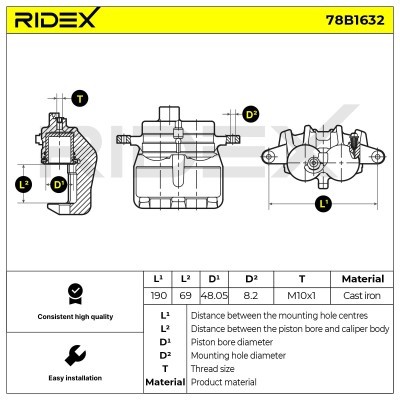 Brake Caliper RIDEX 78B1632 78B1632 - photo 3