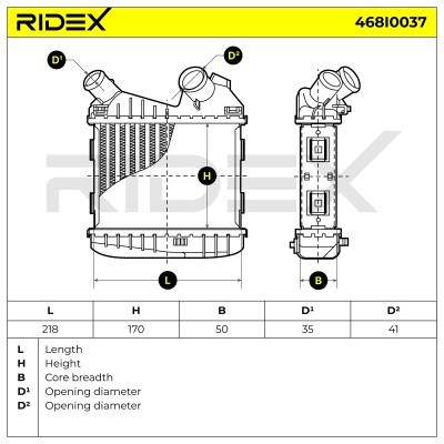 Intercooler, Charger RIDEX 468I0037 468I0037 - photo 6