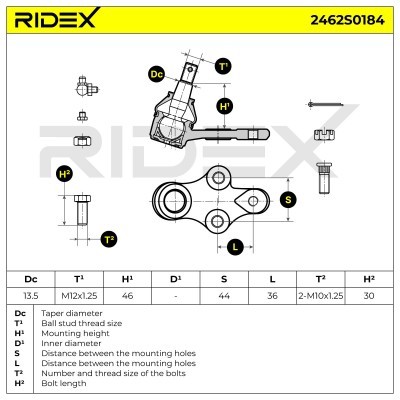 Ball Joint RIDEX 2462S0184 2462S0184 - photo 6