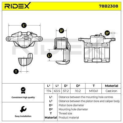 Brake Caliper RIDEX 78B2308 78B2308 - photo 3