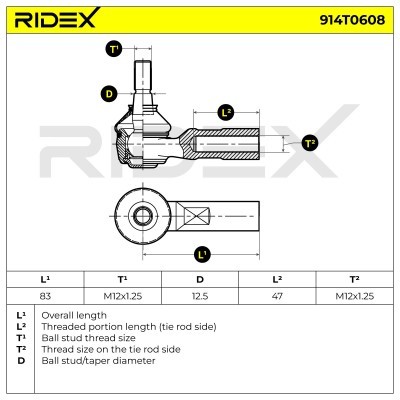Tie Rod End RIDEX 914T0608 914T0608 - photo 5