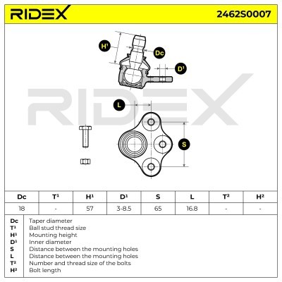 Ball Joint RIDEX 2462S0007 2462S0007 - photo 6