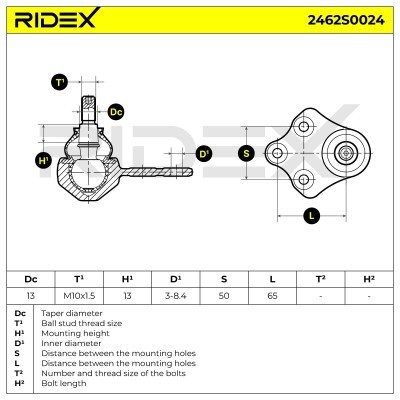 Ball Joint RIDEX 2462S0024 2462S0024 - photo 6