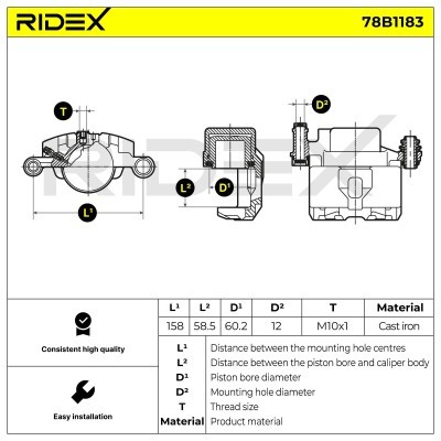 Brake Caliper RIDEX 78B1183 78B1183 - photo 6