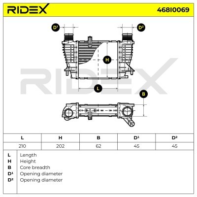 Intercooler, Charger RIDEX 468I0069 468I0069 - photo 6