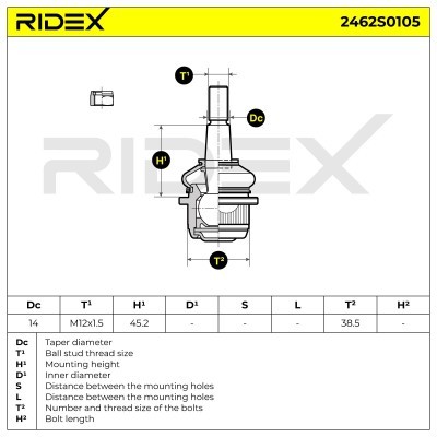 Ball Joint RIDEX 2462S0105 2462S0105 - photo 5