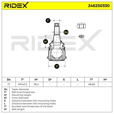 Ball Joint RIDEX 2462S0330 2462S0330 - photo 5