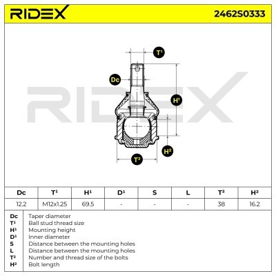 Ball Joint RIDEX 2462S0333 2462S0333 - photo 8