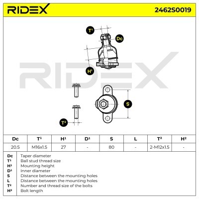 Ball Joint RIDEX 2462S0019 2462S0019 - photo 3