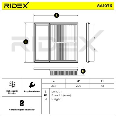 Air Filter RIDEX 8A1076 8A1076 - photo 5