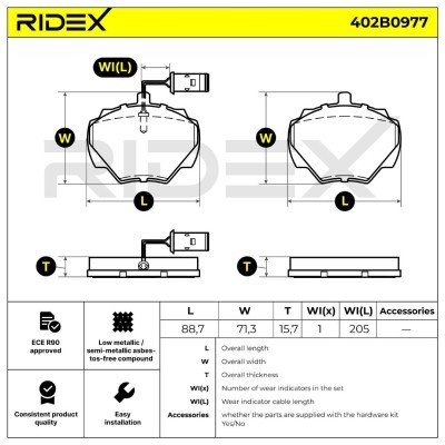 Brake Pads Set RIDEX 402B0977 402B0977 - photo 8