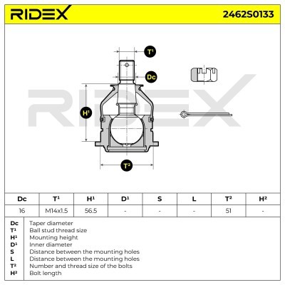 Ball Joint RIDEX 2462S0133 2462S0133 - photo 7